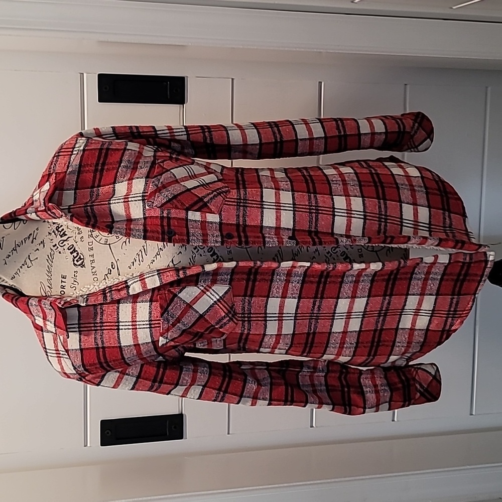 EUC Plaid Shacket With Faux Sherpa Lining